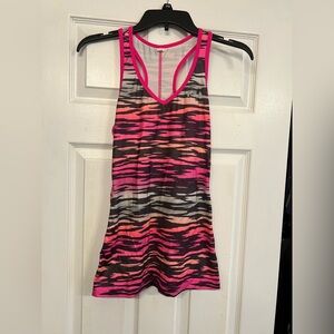 Fila Pink and Black Zebra Striped Women's Racerback Workout Top Size XS